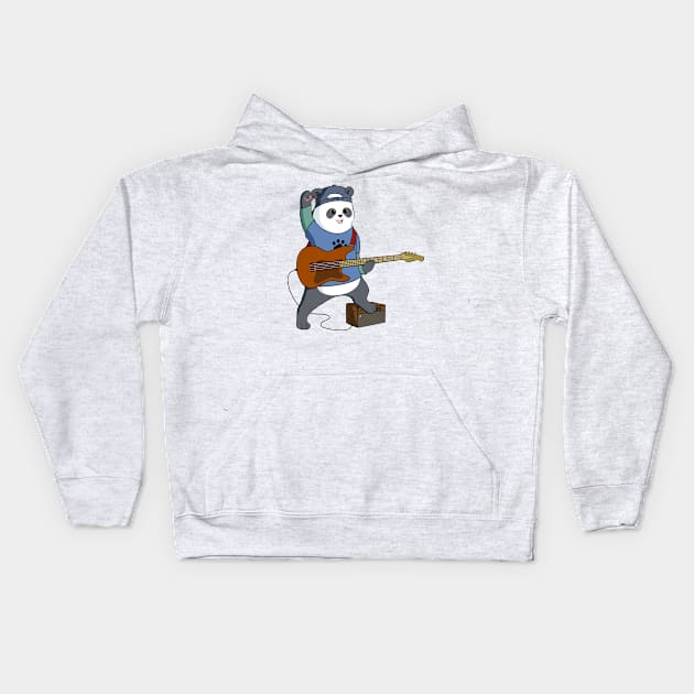 Panda Playing Guitar Kids Hoodie by Mako Design 